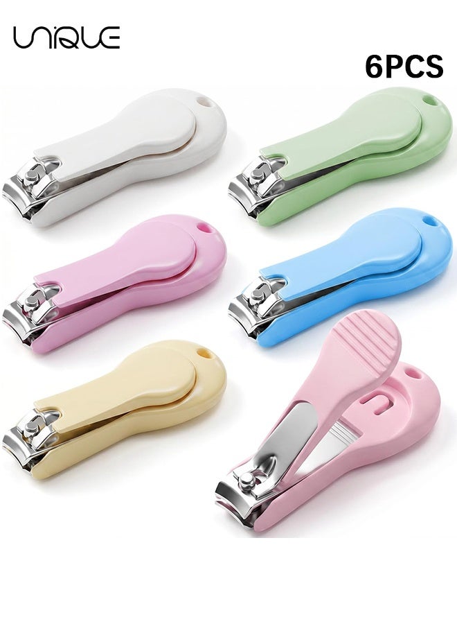 Unique Baby Nail Clippers 6 Pack, Toddler Nail Trimmer Safety Edge for Newborn Infant, Stainless Steel Precision Fingernail and Toenail Cutter, Non-Slip Grip Baby Grooming Kit Multicolored - Image 1