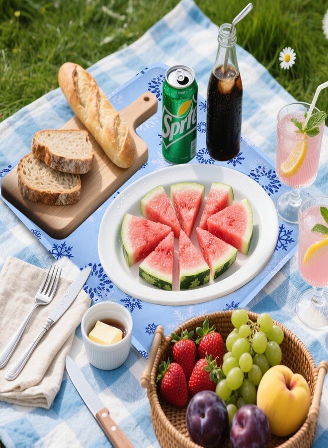 CODOHI 2 Pcs Reusable Freezable Ice Mat for Buffet Table Chilled Serving Tray Party 19.69 x 15.75 Inches Charcuterie Cooler Cooling Trays for Food, Cheese (Snowflake, 19.69 x 15.75 Inches) - Image 4
