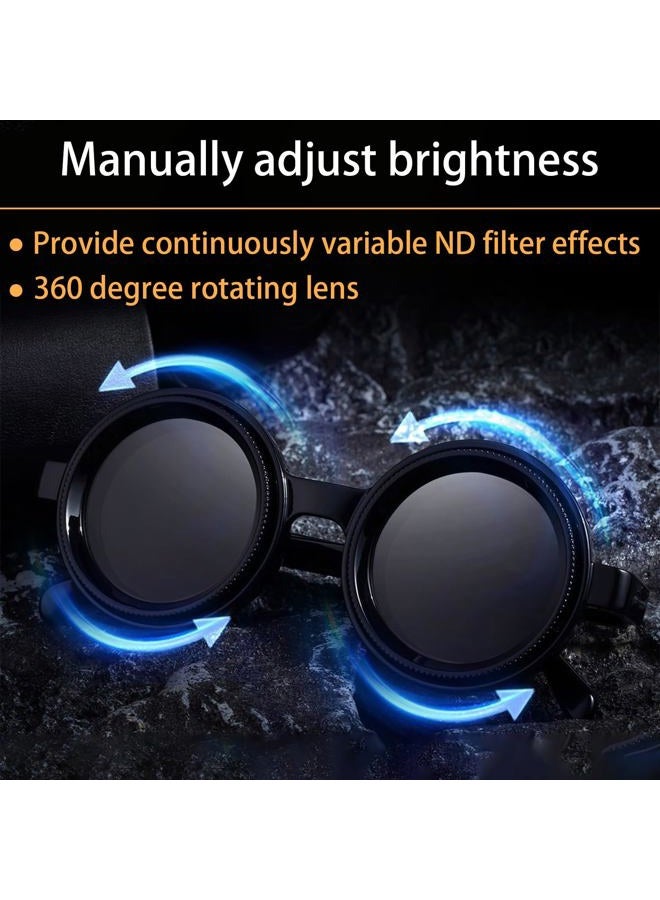 PEEPAI Polarized Adjustable Sunglasses HD Retro Round Glasses with ND Filter Lenses for Fishing/Street Photography Men Women, Black - Image 3