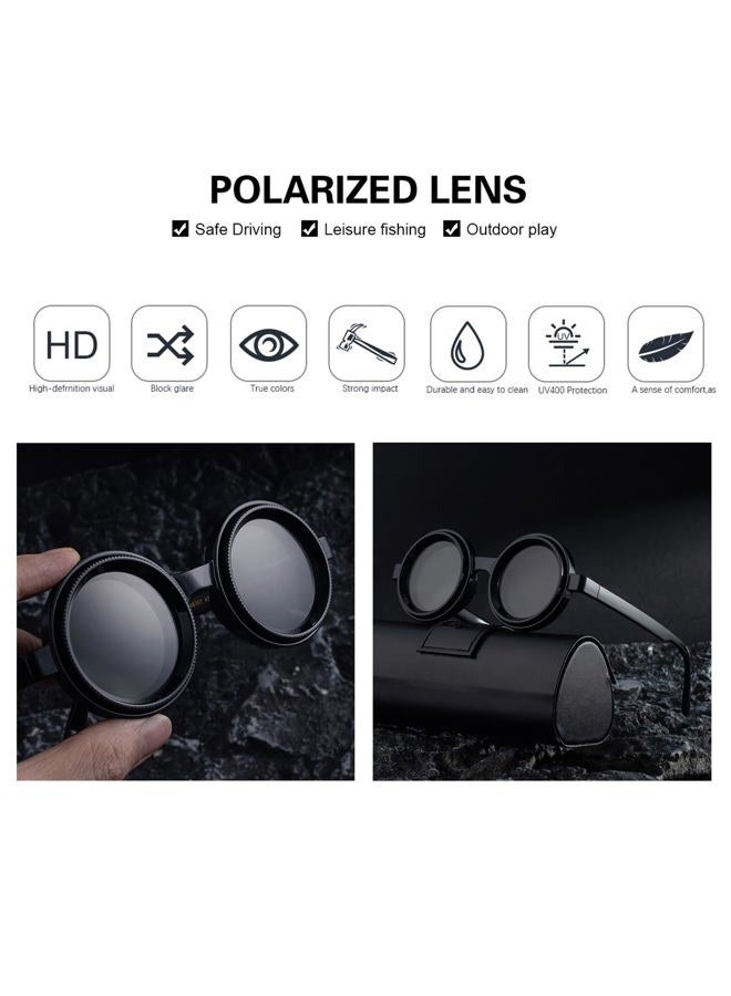PEEPAI Polarized Adjustable Sunglasses HD Retro Round Glasses with ND Filter Lenses for Fishing/Street Photography Men Women, Black - Image 5