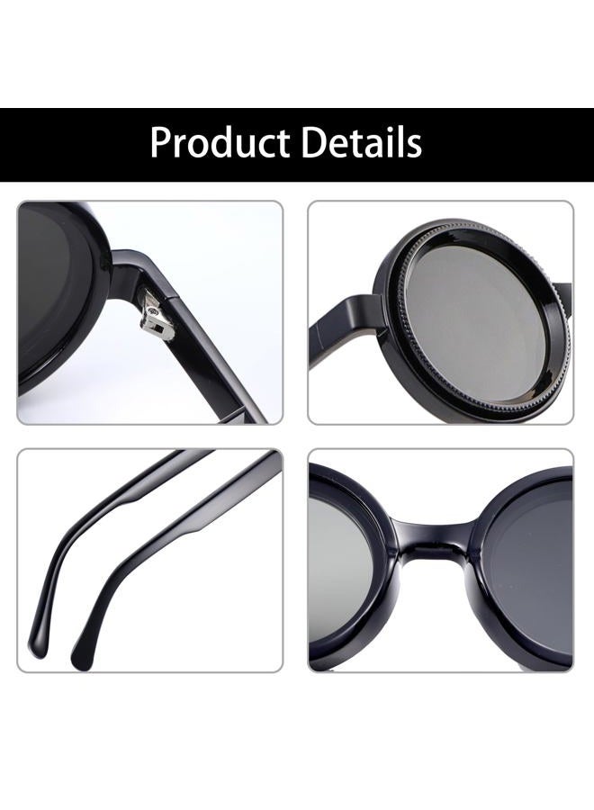 PEEPAI Polarized Adjustable Sunglasses HD Retro Round Glasses with ND Filter Lenses for Fishing/Street Photography Men Women, Black - Image 4