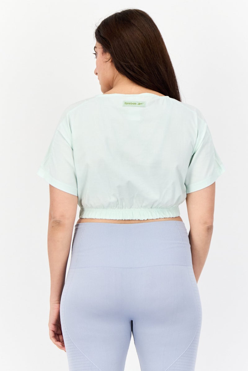 Reebok Women Sportswear Fit Short Sleeves Outdoor Crop Top, Mint Green - Image 2