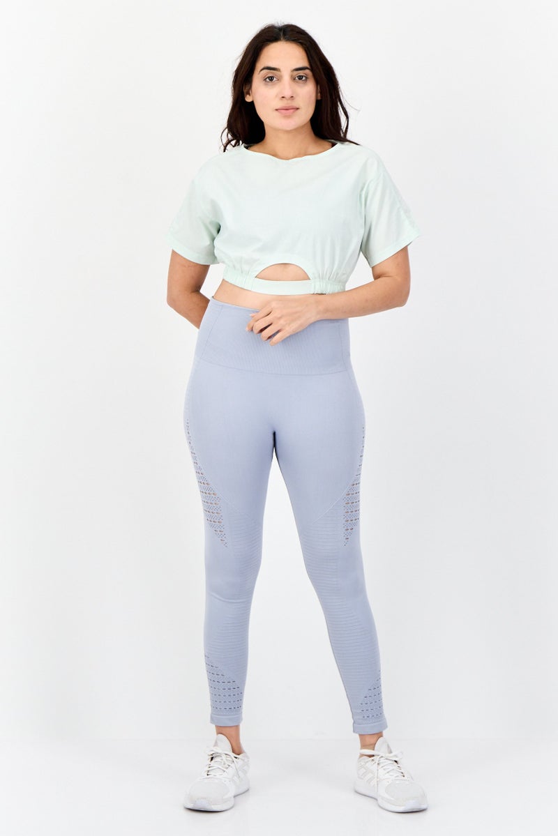 Reebok Women Sportswear Fit Short Sleeves Outdoor Crop Top, Mint Green - Image 3