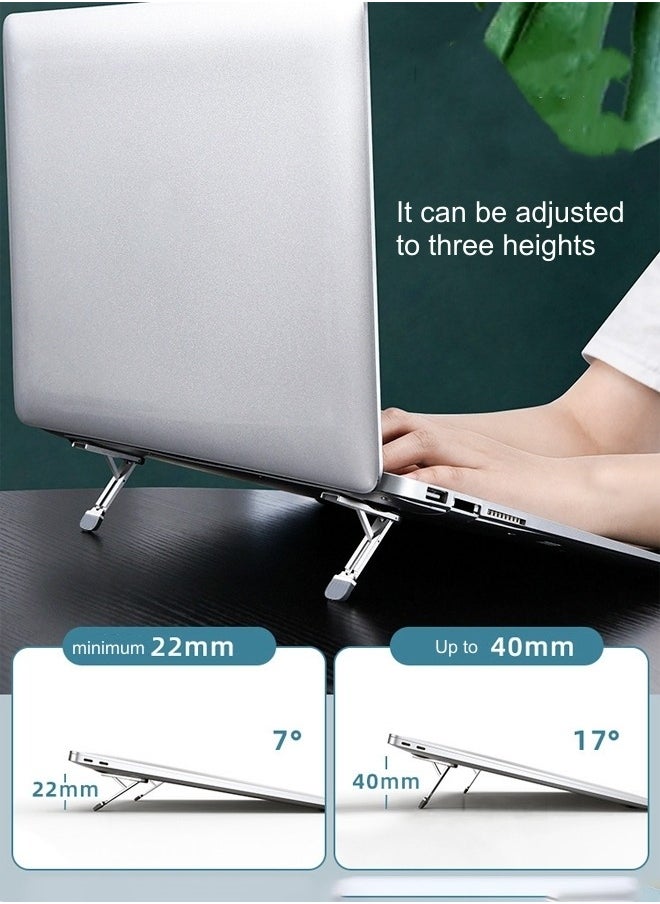 WooFree - 2 Piece Slim Foldable Laptop Kickstand Adjustable 3 Level Height Notebook Heat Dissipation Stand - Image 1