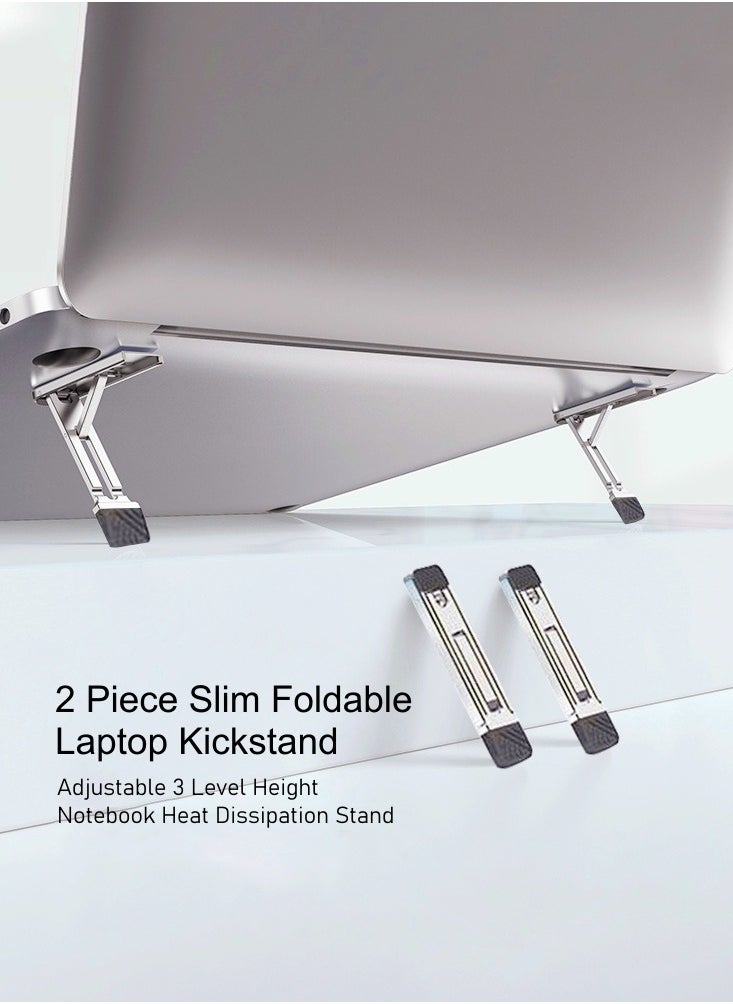 WooFree - 2 Piece Slim Foldable Laptop Kickstand Adjustable 3 Level Height Notebook Heat Dissipation Stand - Image 1