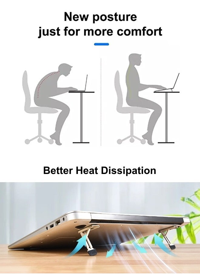 WooFree - 2 Piece Slim Foldable Laptop Kickstand Adjustable 3 Level Height Notebook Heat Dissipation Stand - Image 1
