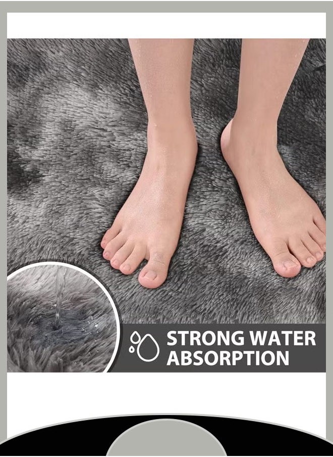 Three-Piece Floor Mat Set Pvc Anti-Slip Mat Suitable For Bathroom Toilets, Doorways, And Entrances Silk Wool Carpet Anti-Slip Design With Multiple Color Options (Grey)