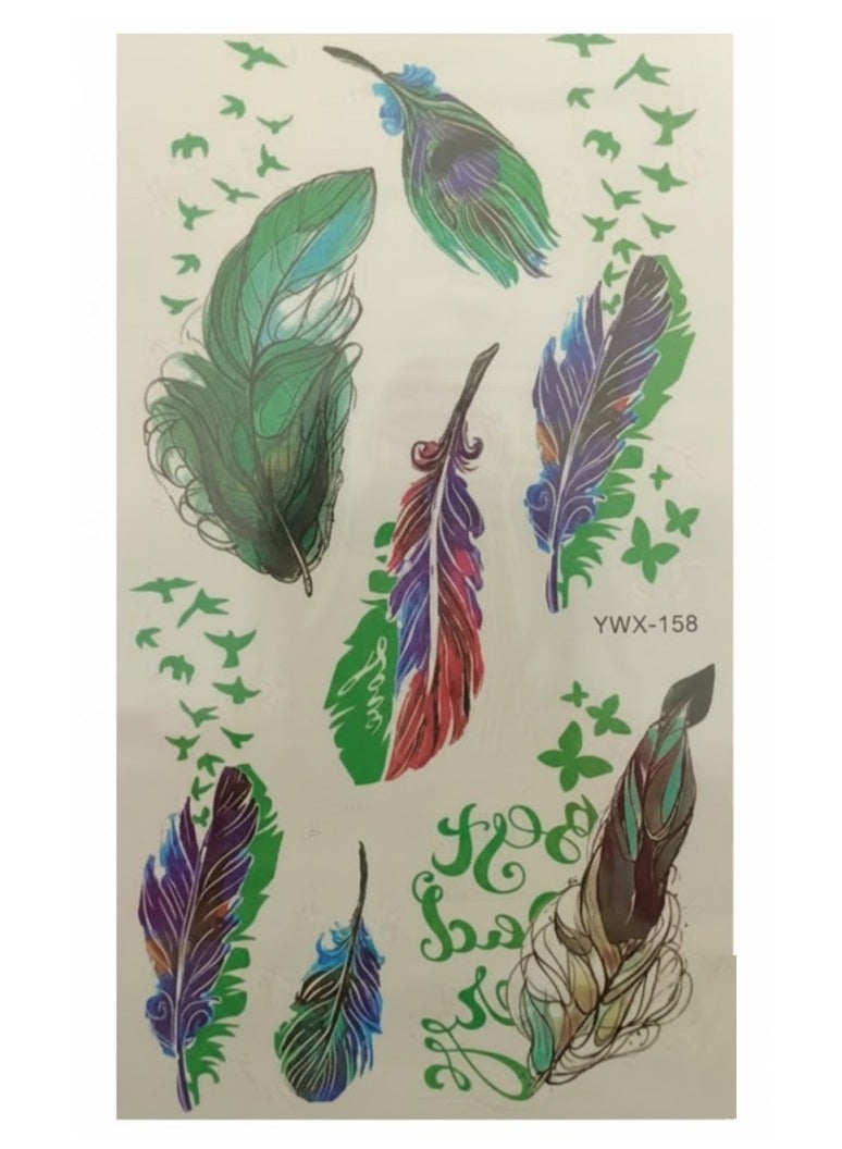 A temporary tattoo in the shape of a colorful feather  with a beautiful and attractive design - Image 1