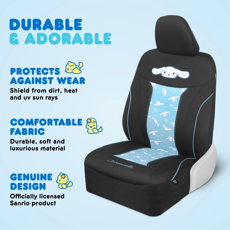 Carbella Hello Kitty Cinnamoroll Car Seat Covers - Adorable Light Blue Front Seat Covers with 4PC Carpet Car Floor Mats - Universal Fit for Cars, SUVs & Trucks - Super Cute Cinnamoroll Print & Pattern Accents - Image 3