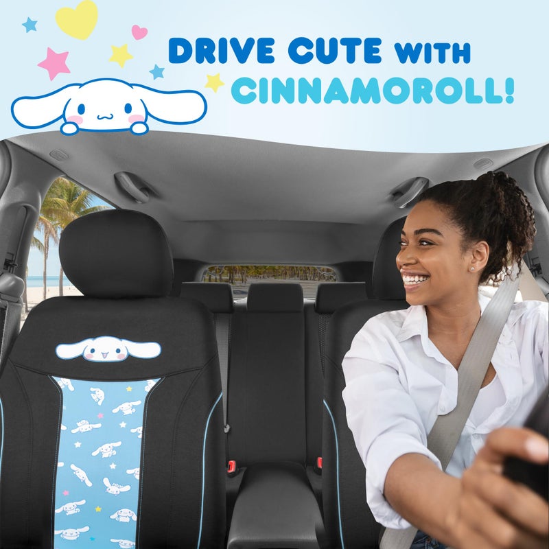 Carbella Hello Kitty Cinnamoroll Car Seat Covers - Adorable Light Blue Front Seat Covers with 4PC Carpet Car Floor Mats - Universal Fit for Cars, SUVs & Trucks - Super Cute Cinnamoroll Print & Pattern Accents - Image 2