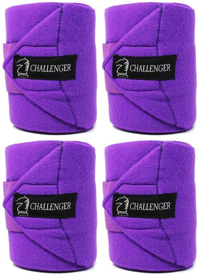 Challenger Horse Tack Grooming Leg Protection Polo Wrap Set of 4 Soft Fleece Purple 95R05 - Image 1