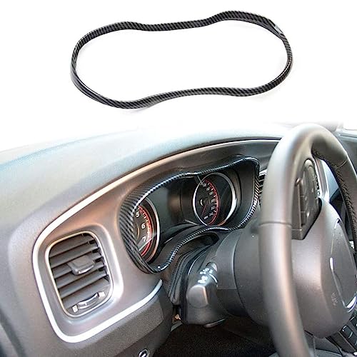 crosselec Carbon Fiber Dashboard Meter Panel Frame Cover Trim Interior Decoration Accessories for Dodge Charger 2015-2021 (Black) - Image 1