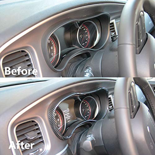 crosselec Carbon Fiber Dashboard Meter Panel Frame Cover Trim Interior Decoration Accessories for Dodge Charger 2015-2021 (Black) - Image 2