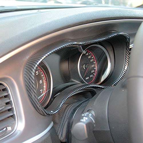 crosselec Carbon Fiber Dashboard Meter Panel Frame Cover Trim Interior Decoration Accessories for Dodge Charger 2015-2021 (Black) - Image 3