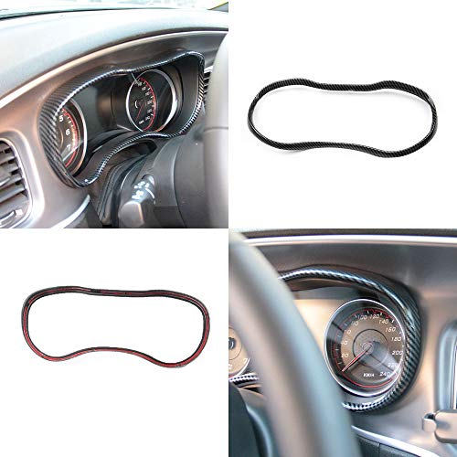 crosselec Carbon Fiber Dashboard Meter Panel Frame Cover Trim Interior Decoration Accessories for Dodge Charger 2015-2021 (Black) - Image 4
