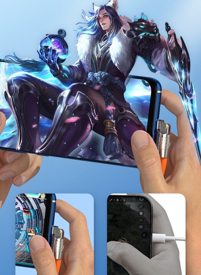 كابل iPhone للشحن السريع يدور 180 درجة، كابل شاحن لايتنينج مع ضوء شحن LED، شحن آمن من المطاط السميك المتين لهاتف iPhone 14 13 12 11 Pro Max XR XS X 8 7 6 (لهاتف iPhone، برتقالي 2 متر) - Image 4