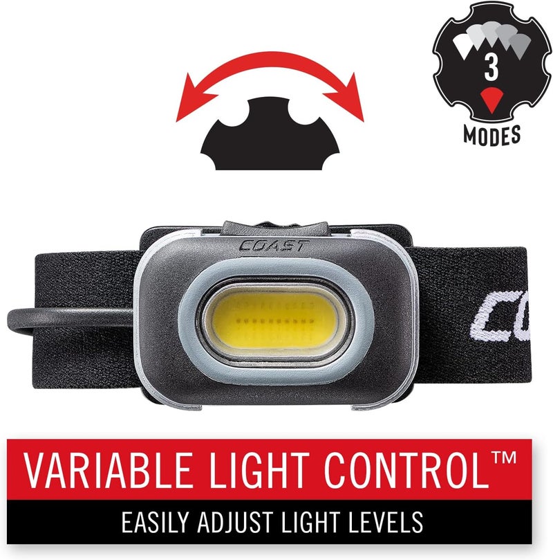 Coast RL10 560 Lumen Dual Color LED Headlamp with Flood and Spot Beams Variable Light Control COB Alkaline Dual Power NonSlip Band 3 x AAA Included - Image 4