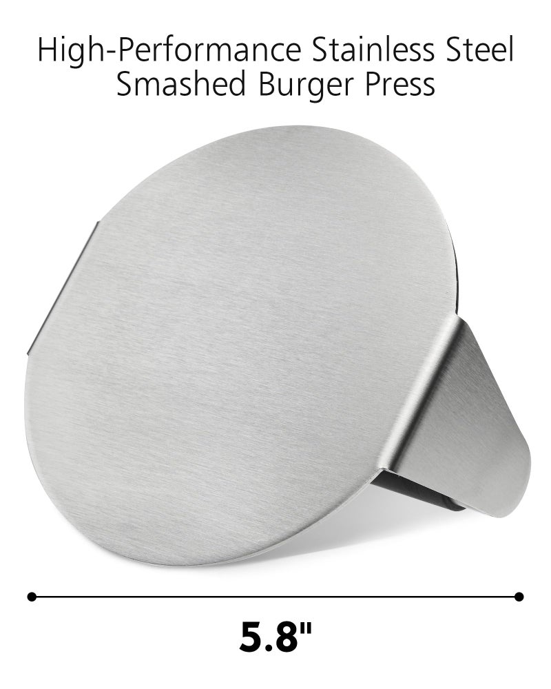 FANGSUN Burger Press with Anti-Scald Handle, 5.8 Inch Stainless Steel Burger Smasher, Round Non-Stick Hamburger Press for Griddle, Griddle Accessories Kit for Flat Grill Cooking, Gift Package - Image 5