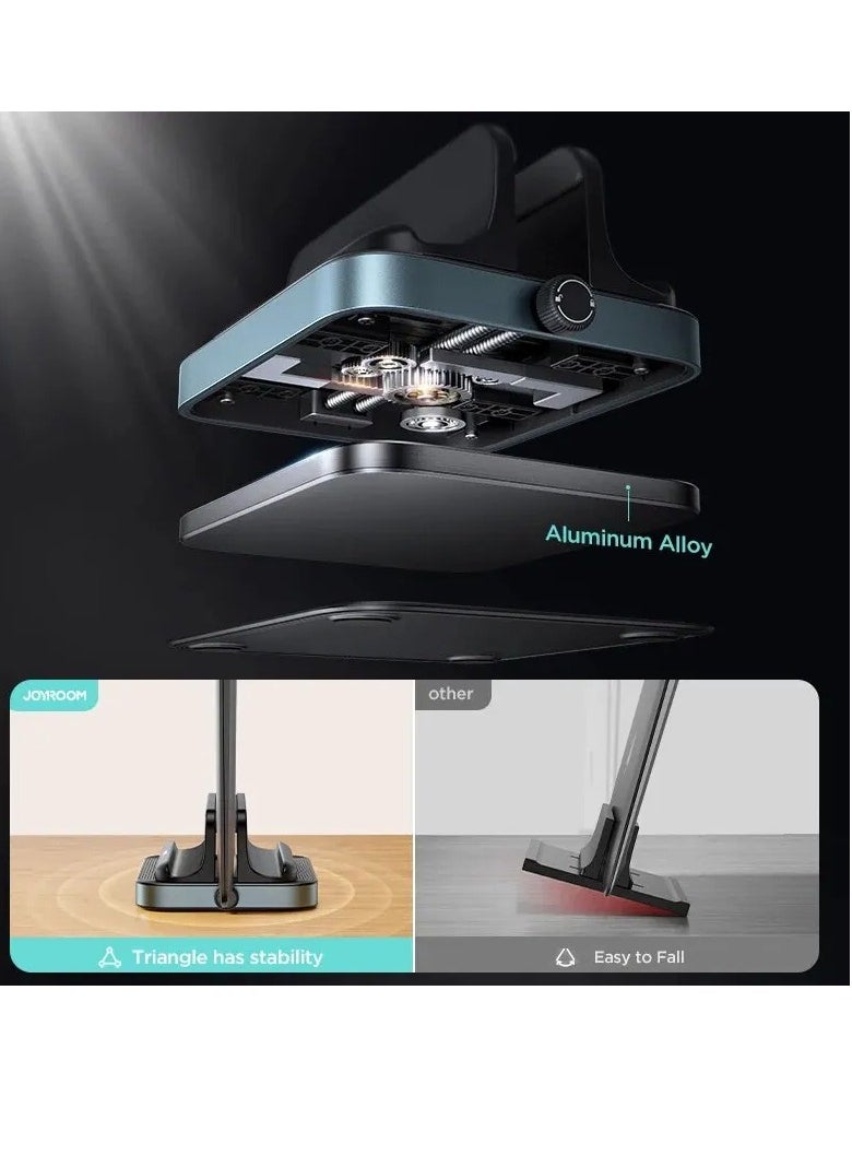 JOYROOM حامل لابتوب عمودي، سهل الاستخدام وموفر للمساحة، حامل لابتوب من الألمنيوم لمكتب، تصميم 3 في 1 لحامل الهاتف مع مقبض قابل للتعديل للابتوب والهواتف المحمولة والأجهزة اللوحية، (أسود)  - Image 3