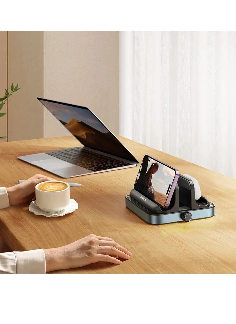 JOYROOM حامل لابتوب عمودي، سهل الاستخدام وموفر للمساحة، حامل لابتوب من الألمنيوم لمكتب، تصميم 3 في 1 لحامل الهاتف مع مقبض قابل للتعديل للابتوب والهواتف المحمولة والأجهزة اللوحية، (أسود)  - Image 4