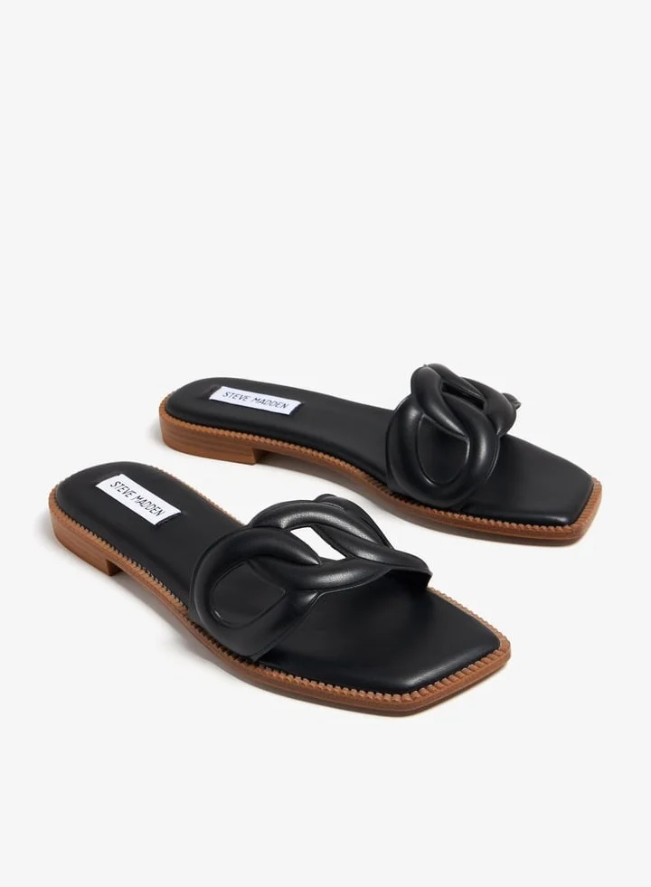 Steve Madden BLACK Black Black Women's Flat Sandals for Women | Best Price UAE