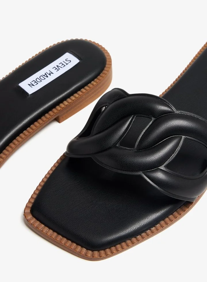 Steve Madden BLACK Black Black Women's Flat Sandals for Women | Best Price UAE