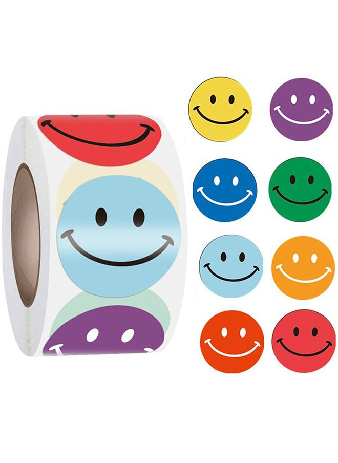 Wownect - Color Full Smileys Stationary Stickers Round 1inch500 Pcs Labels Labels For Envelope Seals - Image 1