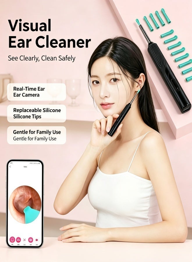 Wireless Visual Ear Cleaner HD Ear Endoscope Camera, Rechargeable Smart Ear Wax Removal Kit with Replaceable Silicone Ear Tips for Family Use - Image 2