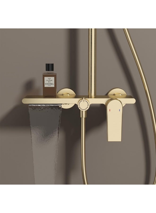 YD Luxury Rain Shower System with Handheld Shower Head and Mixer Valve, Premium Bathroom Shower Set for Modern Bathrooms, Adjustable Overhead Shower Fixture with Durable Construction - Image 4
