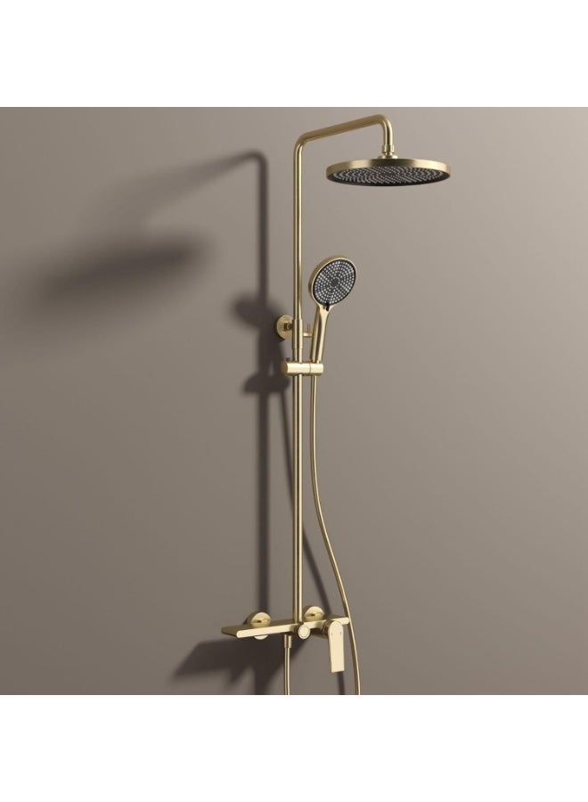 YD Luxury Rain Shower System with Handheld Shower Head and Mixer Valve, Premium Bathroom Shower Set for Modern Bathrooms, Adjustable Overhead Shower Fixture with Durable Construction - Image 1