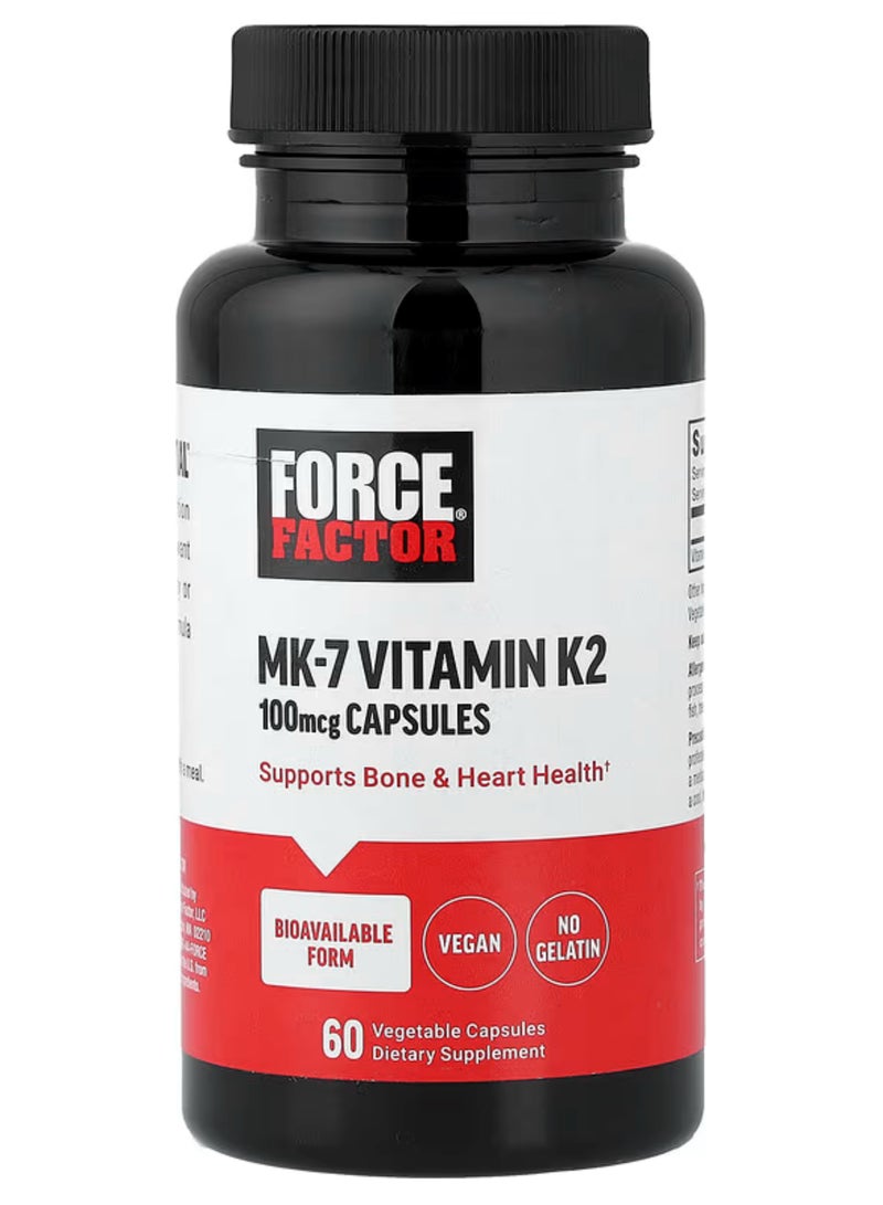 فوريس فاكتور Force Factor، فيتامين K2 (بصيغة MK-7)، 100 ميكروغرام، 60 كبسولة نباتية - Image 1