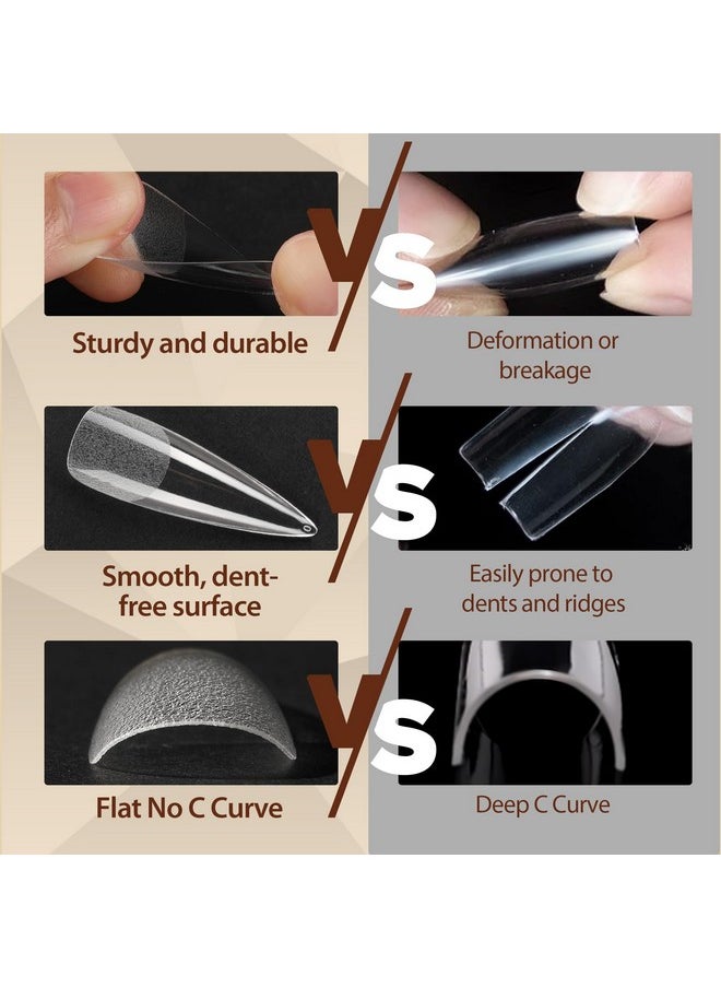 UNA GELLA - Clear Stiletto Fake Nails 216Pcs Extra Long Stiletto Nails Full Cover Clear Gel Nail Tips No Need File Long Stiletto Fake Nails 12 Sizes Gelly Tips For Nail Extension Home Diy Salon - Image 1