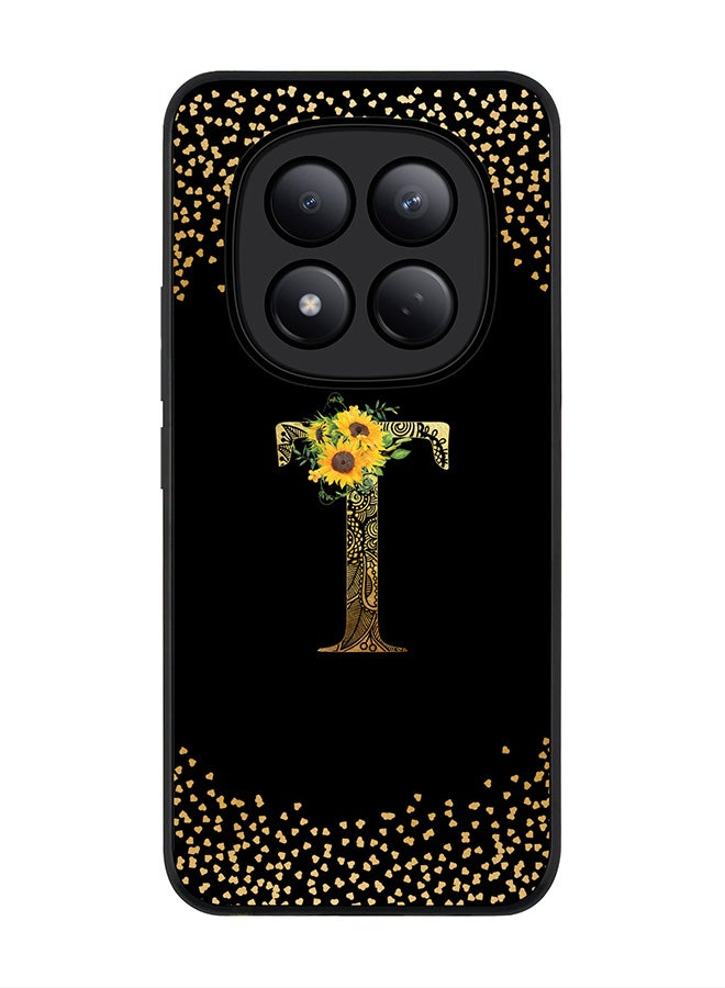 For Xiaomi Redmi Note 15 Pro 4G Case,Slim fit Camera Protection, Shockproof Thin Phone cover  - Custom Floral Monogram - T ( Black )