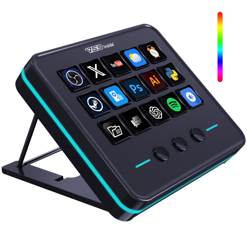 VSDINSIDE Macro Keypad, Stream Controller Deck Gaming Streaming Shortcut Keyboard, 18 Programmable Keys Customizable Visual AI Pad USB Soundboard for OBS, YouTube, Desk Office Setup, Laptop, PC, Mac - Image 1