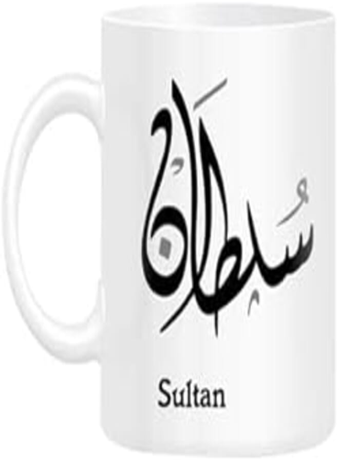 RYN PRINTED DESIGN Arabic Calligraphy Name Sultan Printed Mug White 10centimeter