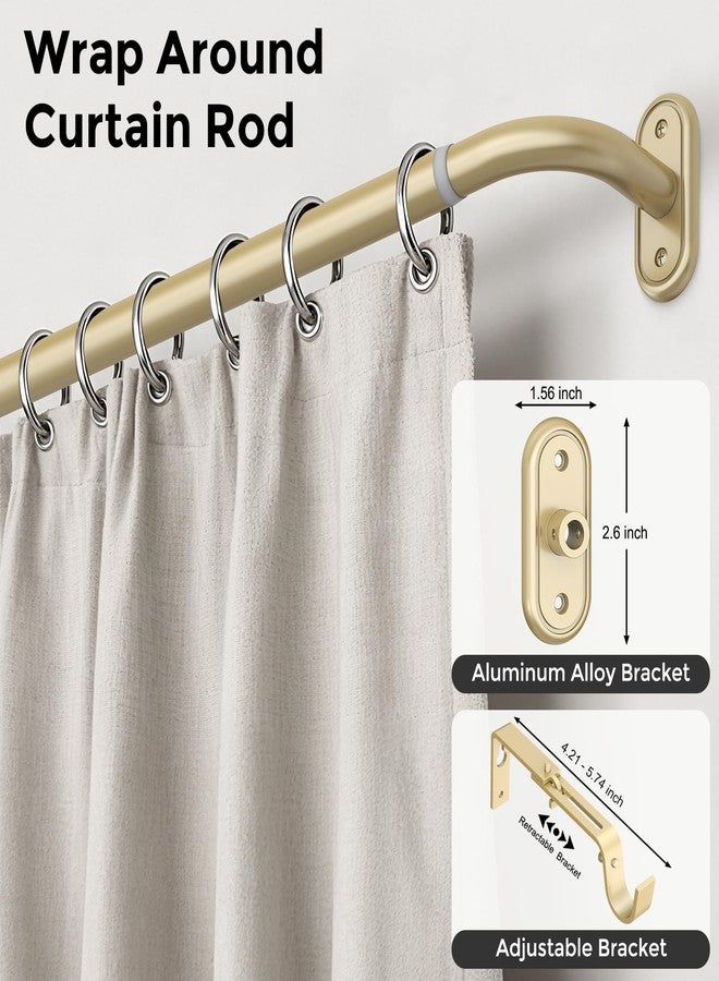 Wolistsa 2 Pack Wrap Around Gold Curtain Rod, Ceiling Blackout Curtain Rods for Windows 28 to 48 Inch, 1" Adjustable Curved Matel Bedroom Outdoor Window Treatment Rods with Aluminium Finial - Image 2