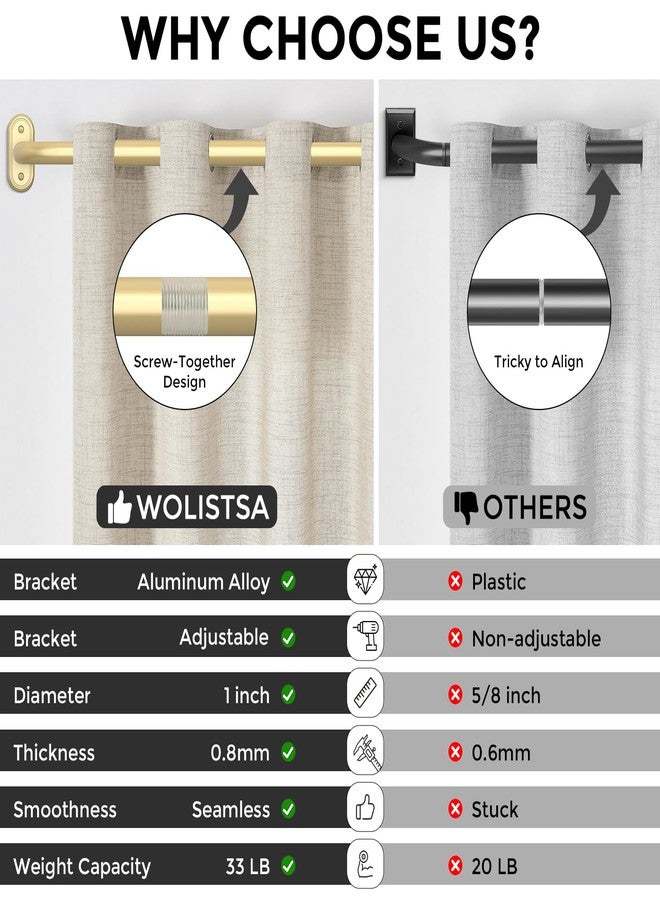 Wolistsa 2 Pack Wrap Around Gold Curtain Rod, Ceiling Blackout Curtain Rods for Windows 28 to 48 Inch, 1" Adjustable Curved Matel Bedroom Outdoor Window Treatment Rods with Aluminium Finial - Image 5