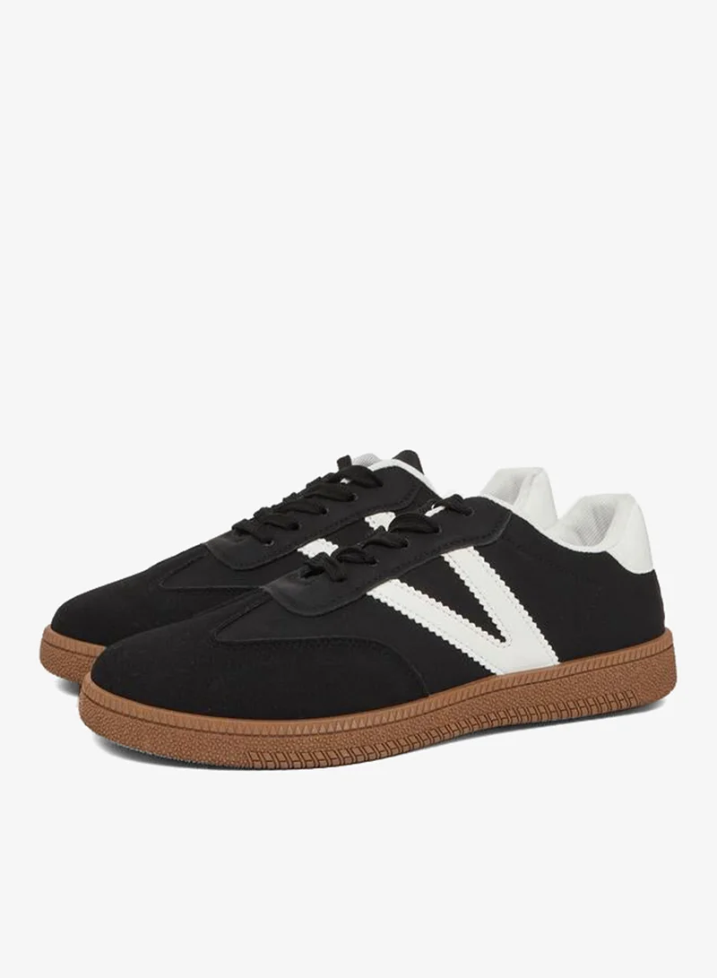 Take Two Black Panelled Lace-Up Sneakers
