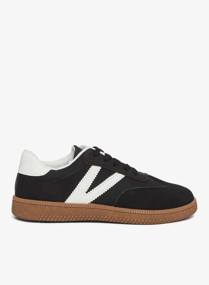 Take Two Black Panelled Lace-Up Sneakers