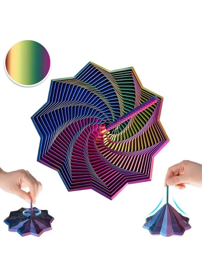 ECLux 3D Printed Expanded Sensory Fidget Star, New Stress Relief Sensory Whirling Spiral with Handle, Very Satisfying Sight and Sound with Hypnotizing Visual Fidget Toy - Image 1