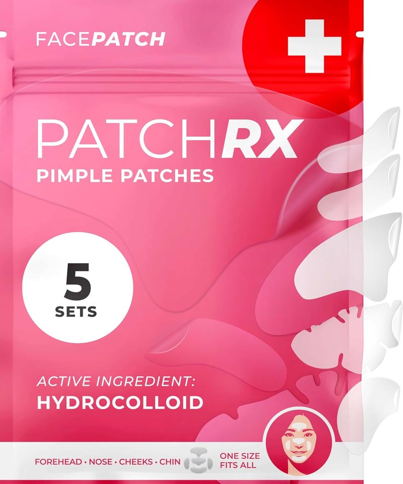 KEYCONCEPTS PatchRx Full Face Pimple Patches 5 Sets Reduce Pimples On Whole Face Overnight Hydrocolloid Acne Mask Face Pimple Patches Large Acne Patches Full Face Hydrocolloid Mask Pimple Patches For Face