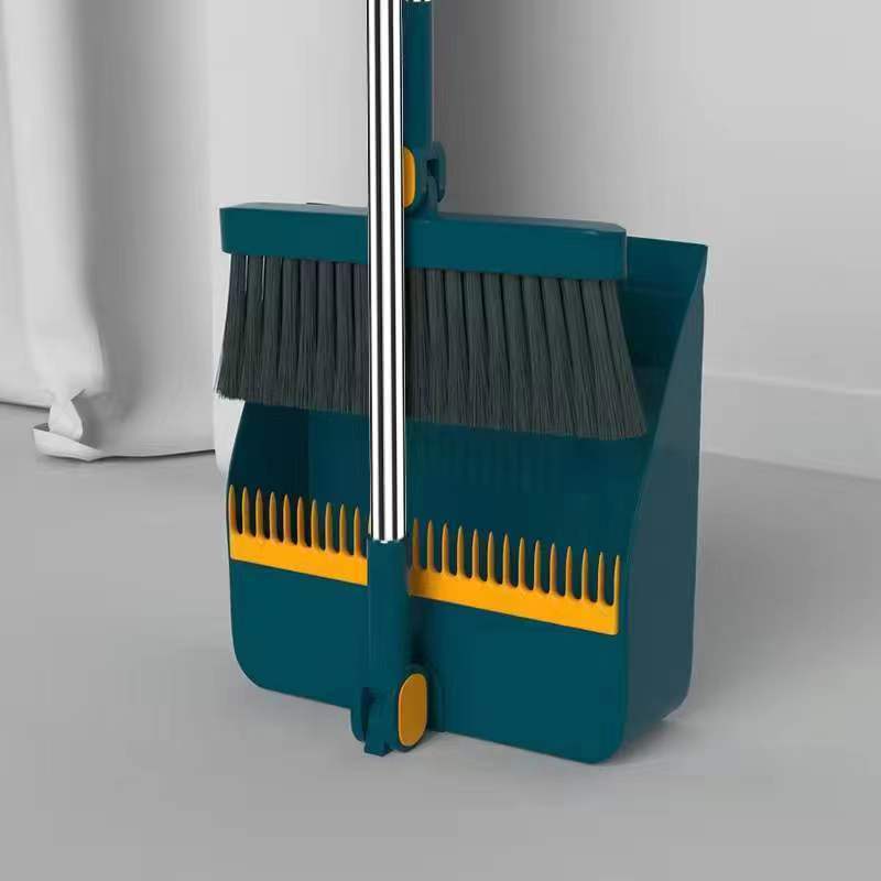 Folding Broom suit Two-Piece Set Three-Piece Set Household Dustpan Cleaning Garbage Non-Sticky Hair Household BroomBlue Folding 2-Piece Set Blue Folding 2-Piece Set