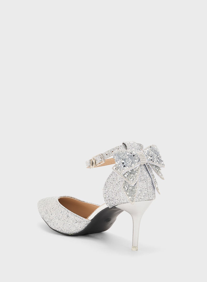 Ella Limited Edition Glitter Bow Back Pump  - Image 3