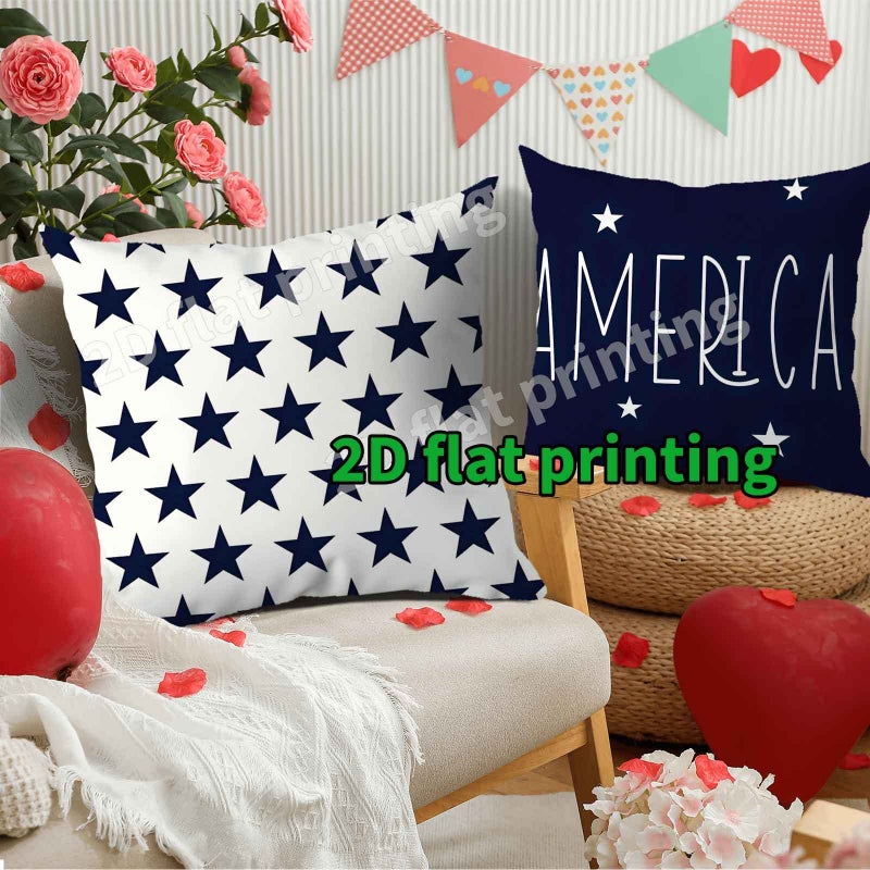 Set of 4 American Flag Cushion Covers 14x14 Inches Independence Day Decor - Image 5