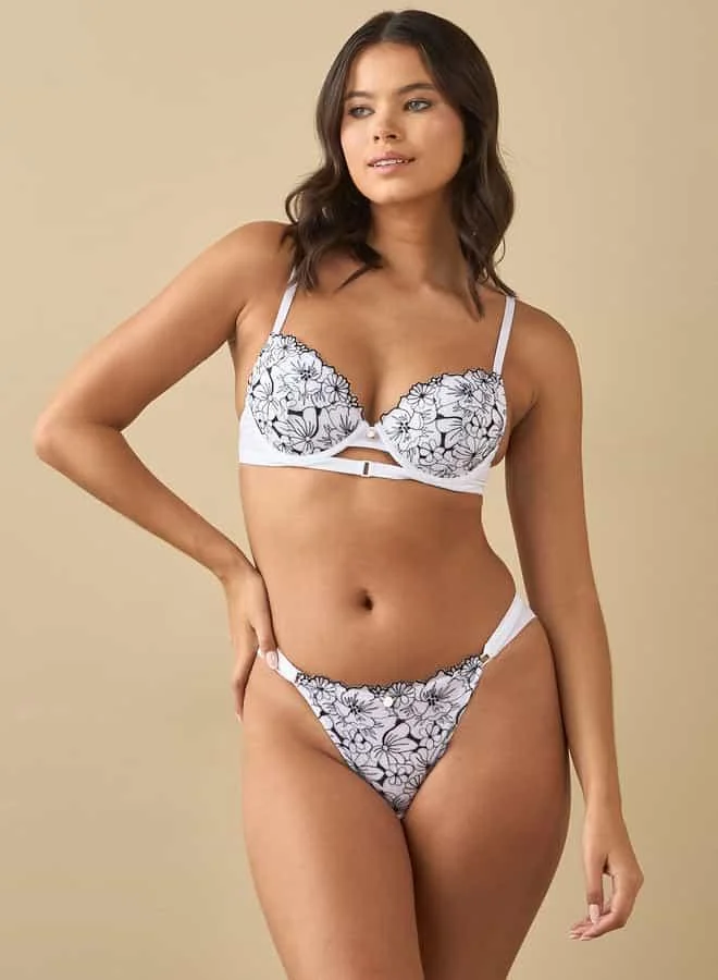 Splash FAV Floral Embroidered Balconette Bra and Briefs Set