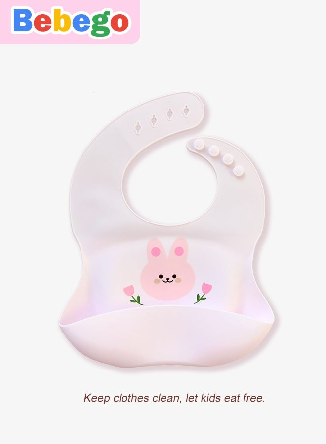BEBEGO[2pcs Silicone Baby Bibs] 2pcs Soft & Durable Silicone Baby Bibs | Snap Closure, 360° Rotatable Design, Easy to Clean, Cute Cartoon Patterns " - Image 4