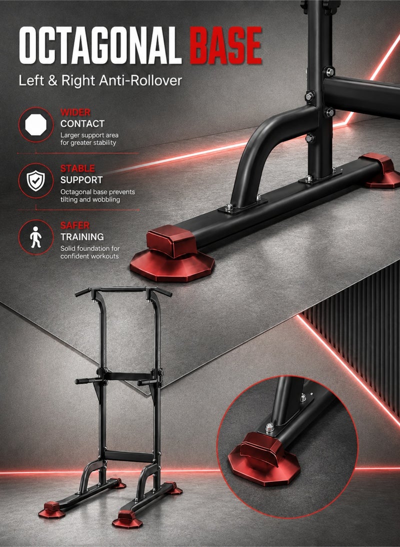 RUIYADA Power Tower Pull Up Bar and Dip Station Adjustable Height Dip Stand Home Gym Adjustable Multi-Function Fitness Strength Multi-Functional Strength Training Fitness Workout Station - Image 2