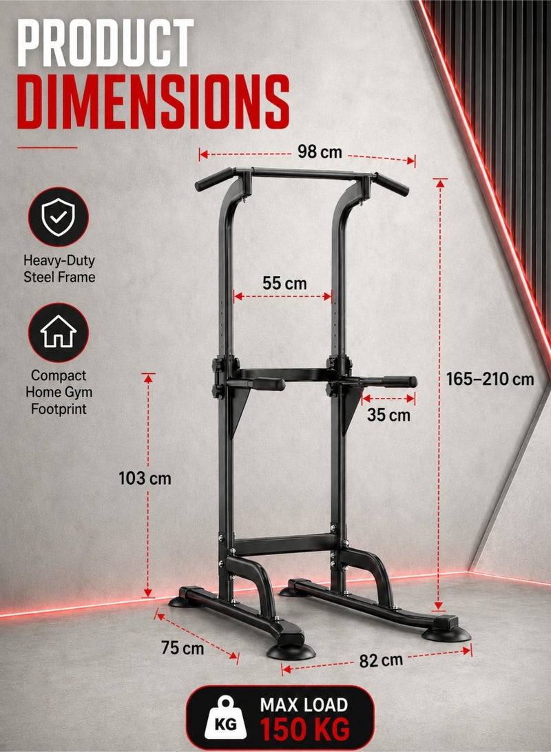 RUIYADA Power Tower Pull Up Bar and Dip Station Adjustable Height Dip Stand Home Gym Adjustable Multi-Function Fitness Strength Multi-Functional Strength Training Fitness Workout Station - Image 4