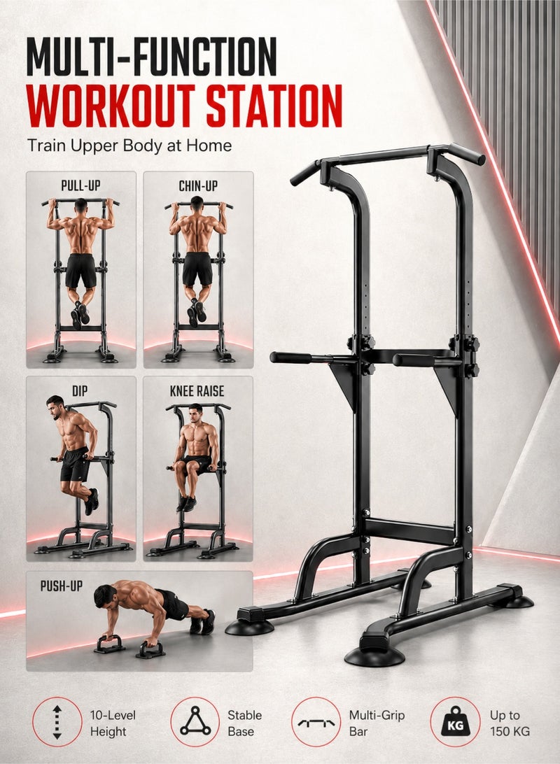 RUIYADA Power Tower Pull Up Bar and Dip Station Adjustable Height Dip Stand Home Gym Adjustable Multi-Function Fitness Strength Multi-Functional Strength Training Fitness Workout Station - Image 5