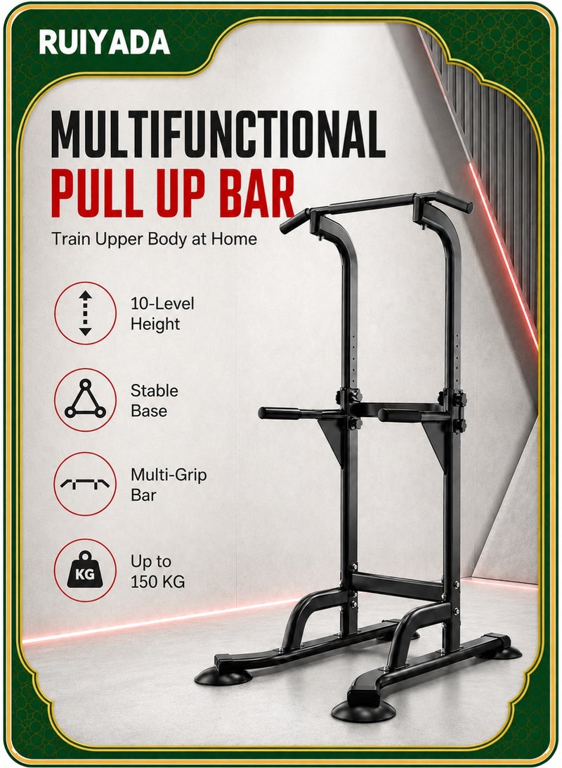 RUIYADA Power Tower Pull Up Bar and Dip Station Adjustable Height Dip Stand Home Gym Adjustable Multi-Function Fitness Strength Multi-Functional Strength Training Fitness Workout Station - Image 1